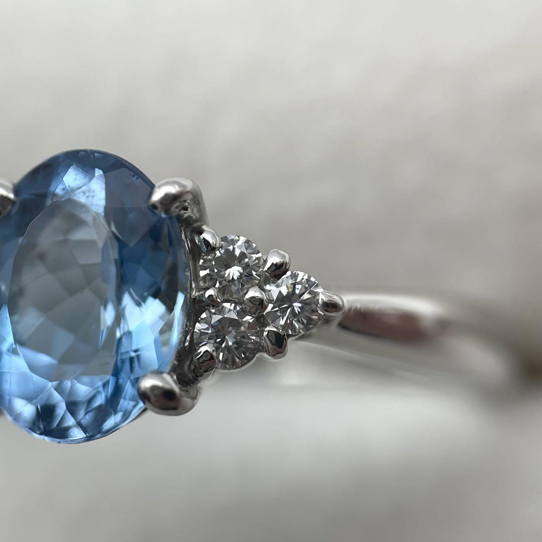 大学 兄弟割引 pt900 サンタマリアアクアマリン1.34ct ダイヤ0.15ct リング アクセサリー