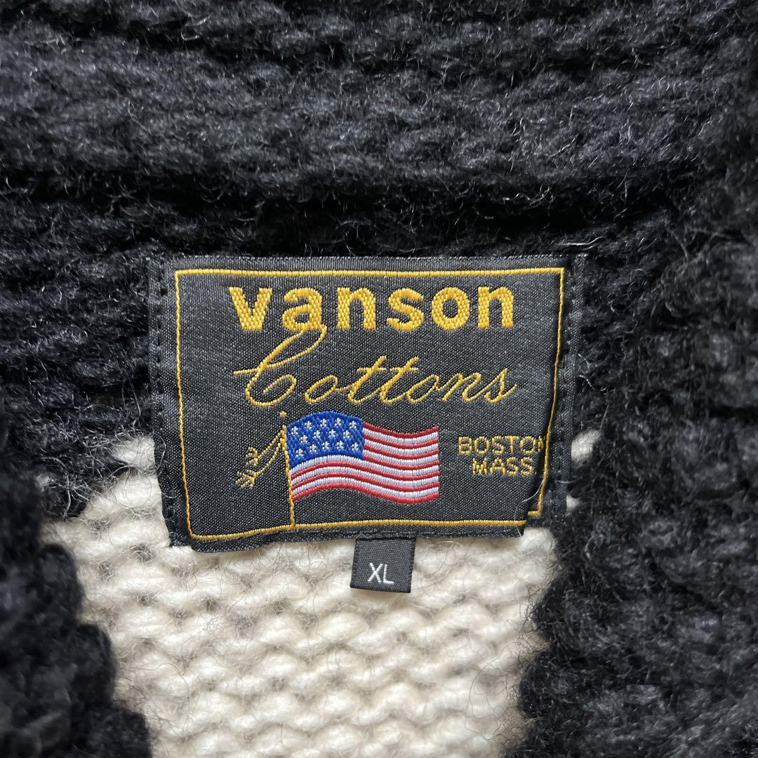 VANSON カウチンニット セーター カーディガンXL スカルTALONZIP