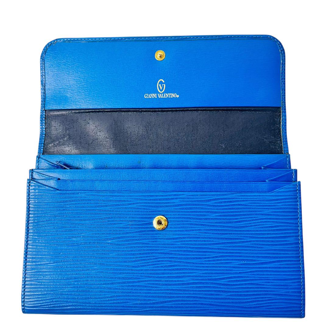 美品✨ VALENTINO GARAVANI 長財布 折り財布 エピ 青 レザー