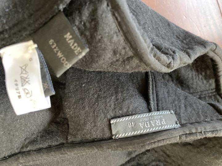 プラダPRADA ウールグレンチェックフレアスカート グレー36 | DC