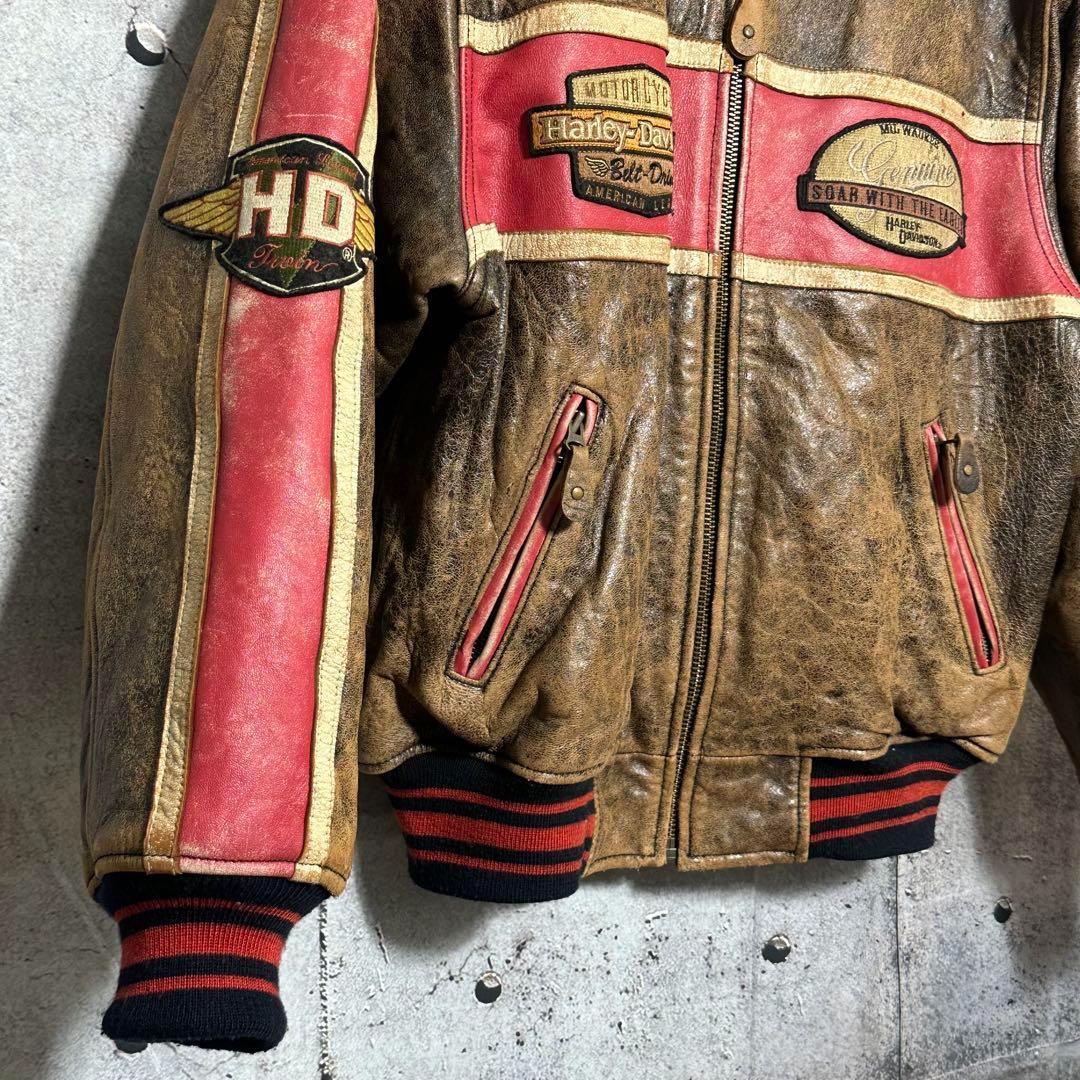 90s HARLEY DAVIDSON スタジャン　本革　ヴィンテージ　希少