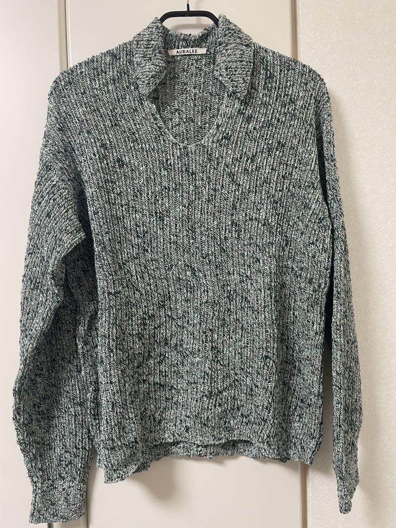 トップス AURALEE COTTON SLUB MIX TOP YARN RIBKNIT