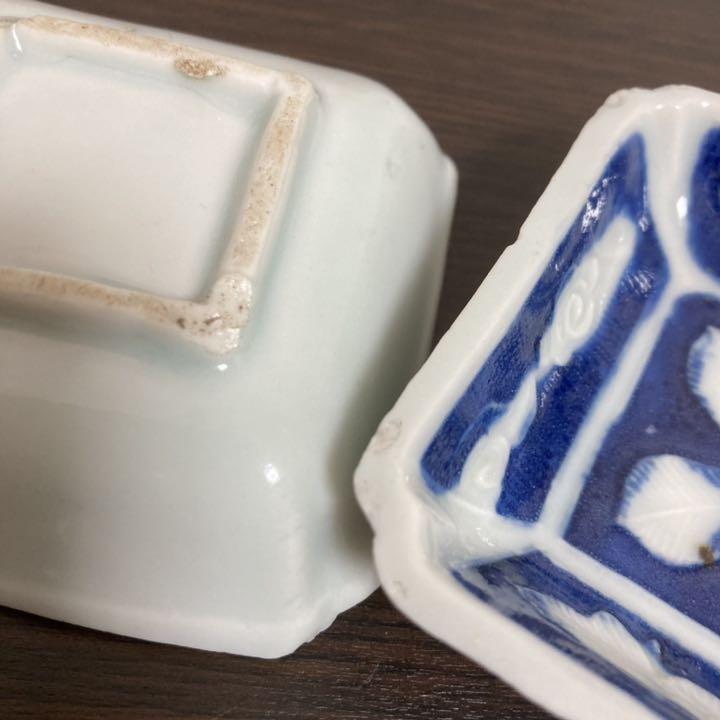古伊万里 角小皿 二十客揃 江戸後期【クリーニング済み】染付 豆皿