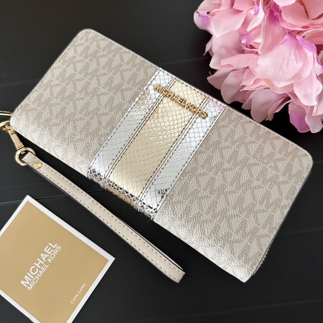 【新品】MICHAEL KORS 財布 長財布 型押しクロコ ゴールド 小物