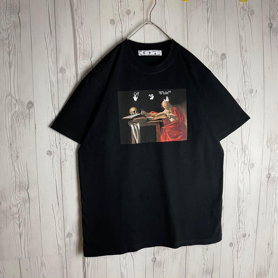 【希少XLサイズ】オフホワイト☆カラヴァッジョ クロスアロー ロゴ tシャツ 黒 【希少XLサイズ】オフホワイト☆カラヴァッジョ クロスアロー ロゴ tシャツ 黒