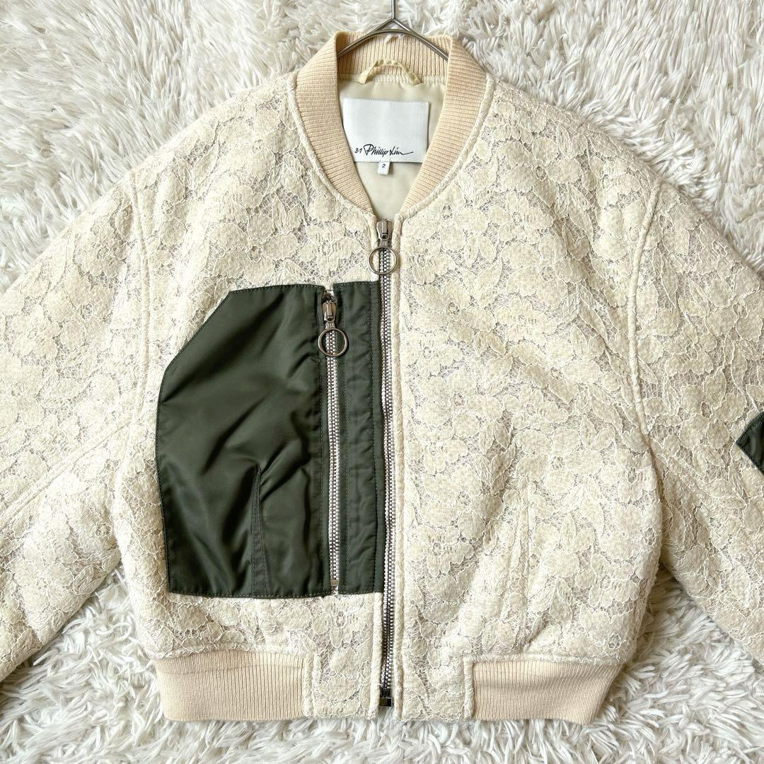 希少美品✨スリーワンフィリップリム✨甘辛ミックス 総レースミリタリーブルゾン