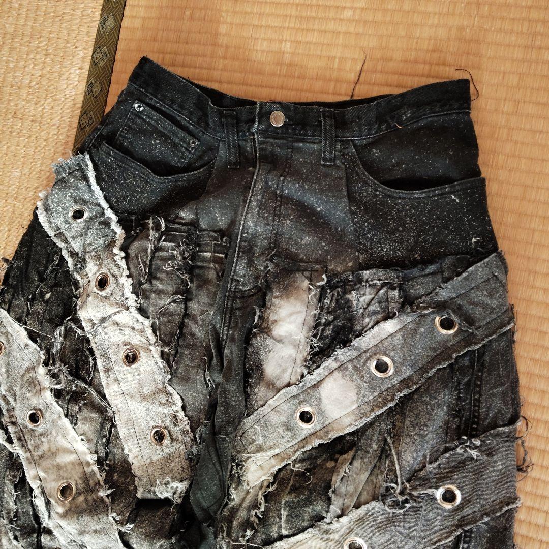 ダメージ加工 リメイクデニムパンツ