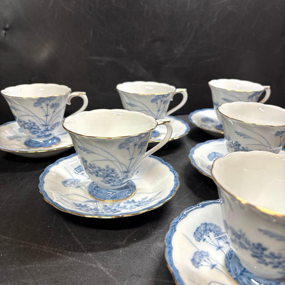 【美品】　希少　大倉陶園　呉須秋草　カップ＆ソーサー　6客　まとめ売り　送料無料