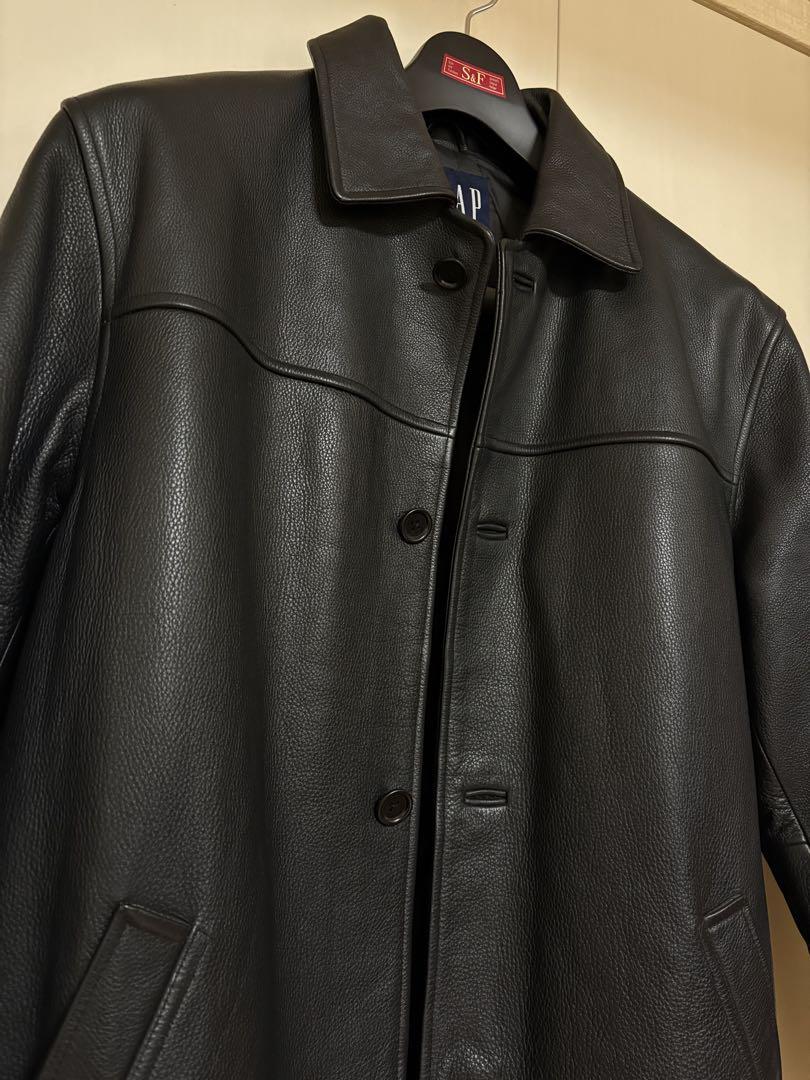 【美品】old gap レザー　カーコート　ブラック　牛革　90s