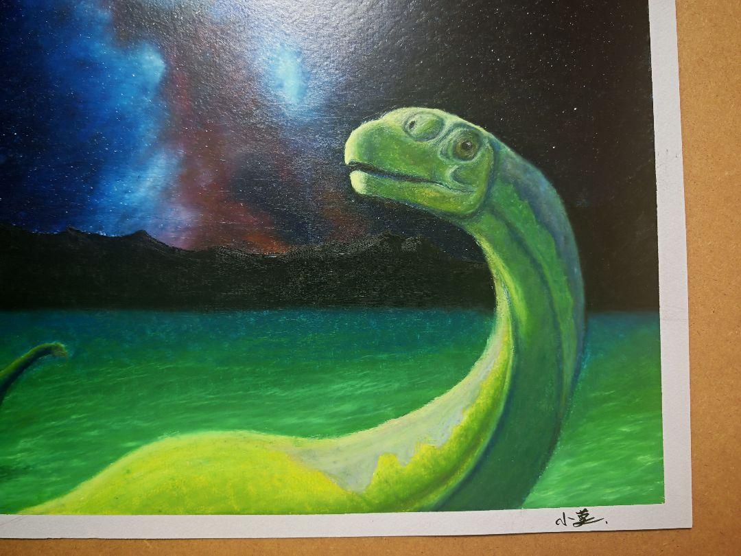 [原画] 恐竜と宇宙のパステル画