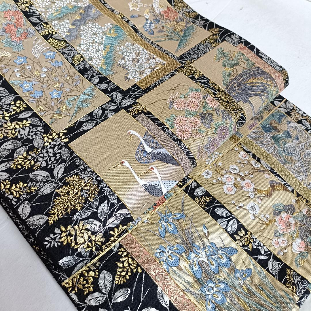 ◆661◆六通柄　袋帯　四季清彩紋　正絹　着物帯　和装
