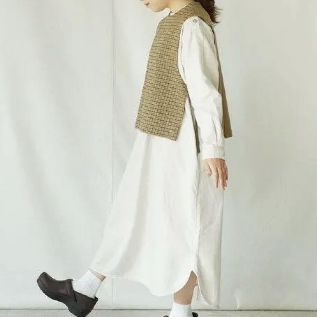 ショルダーボタンワンピース ロングシャツ
