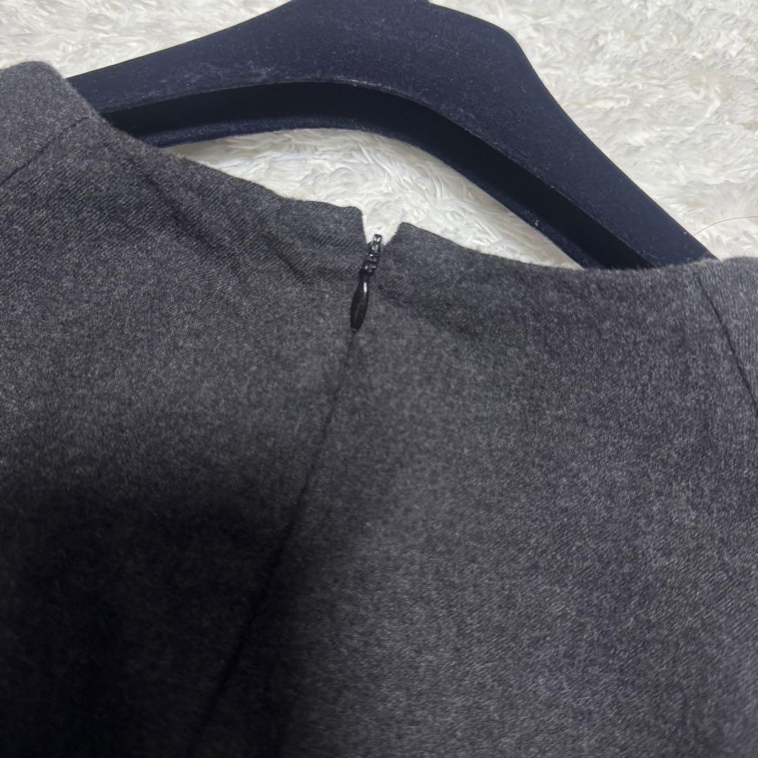 美品 ADORE アドーア ライトフラノワンピース フリル ベルスリーブ 38