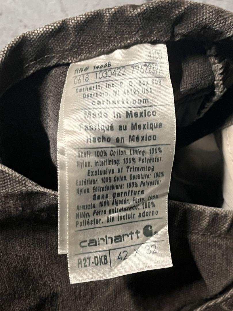Carhartt ダブルニー ダックオーバーオール ブラウン 茶 42×32