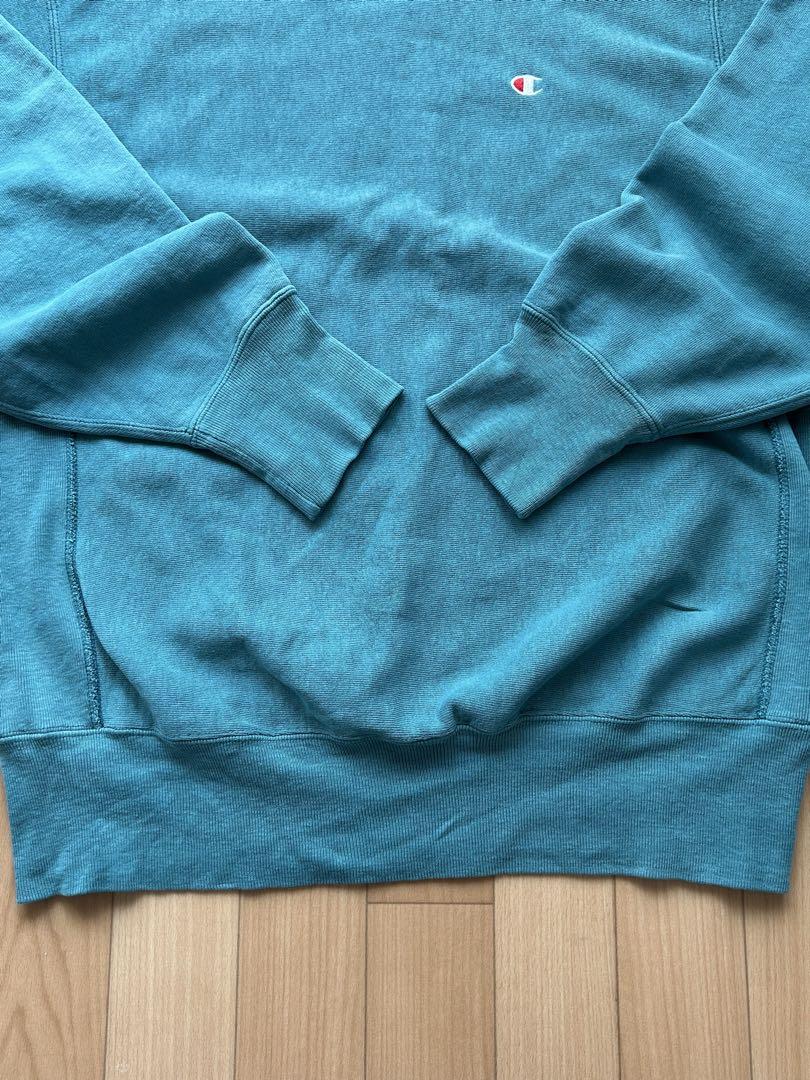 Champion トレーナーリバースウィーブ　刺繍タグ　ターコイズカラー　XL