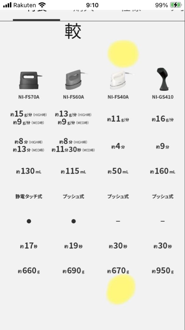 panasonic 衣類スチーマー Nl-FS-40A-W ホワイト(保証書有)