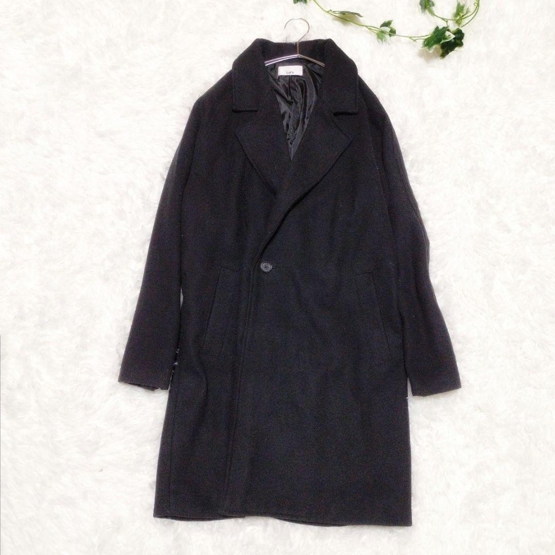 人気　ルイス　Lui’s 　ロングコート　黒　M　ウール入　メンズ　a7270
