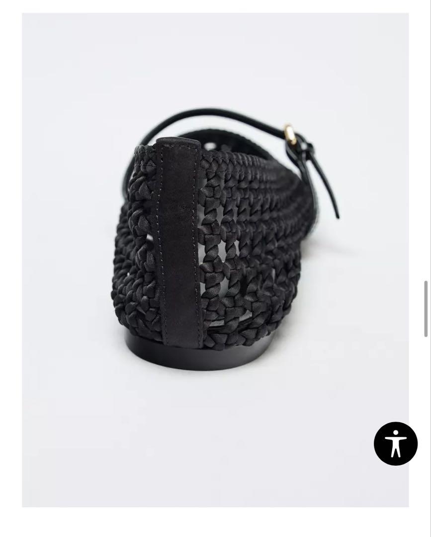 スペイン発送 ZARA ストリップ編み込みバレリーナ ブラック 新作 スペイン発送 ZARA ストリップ編み込みバレリーナ ブラック 新作