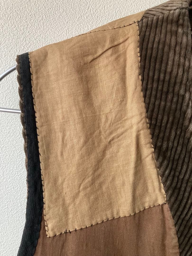 ブラウン コーデュロイ ベスト バックベルト付き