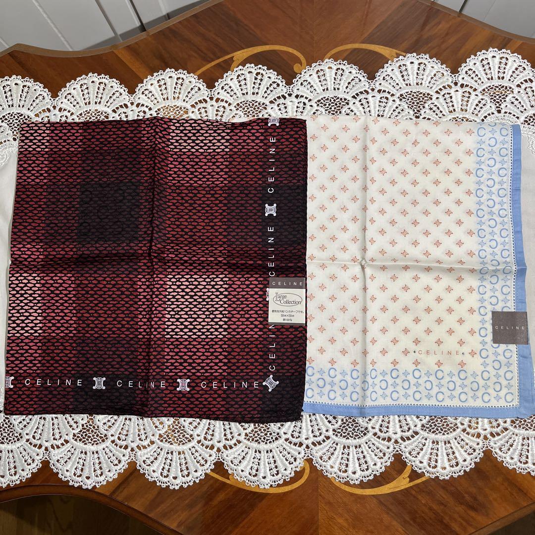 ♧ 15 セリーヌ ハンカチ 2枚 セット 大判 50㎝ スカーフ - メルカリ