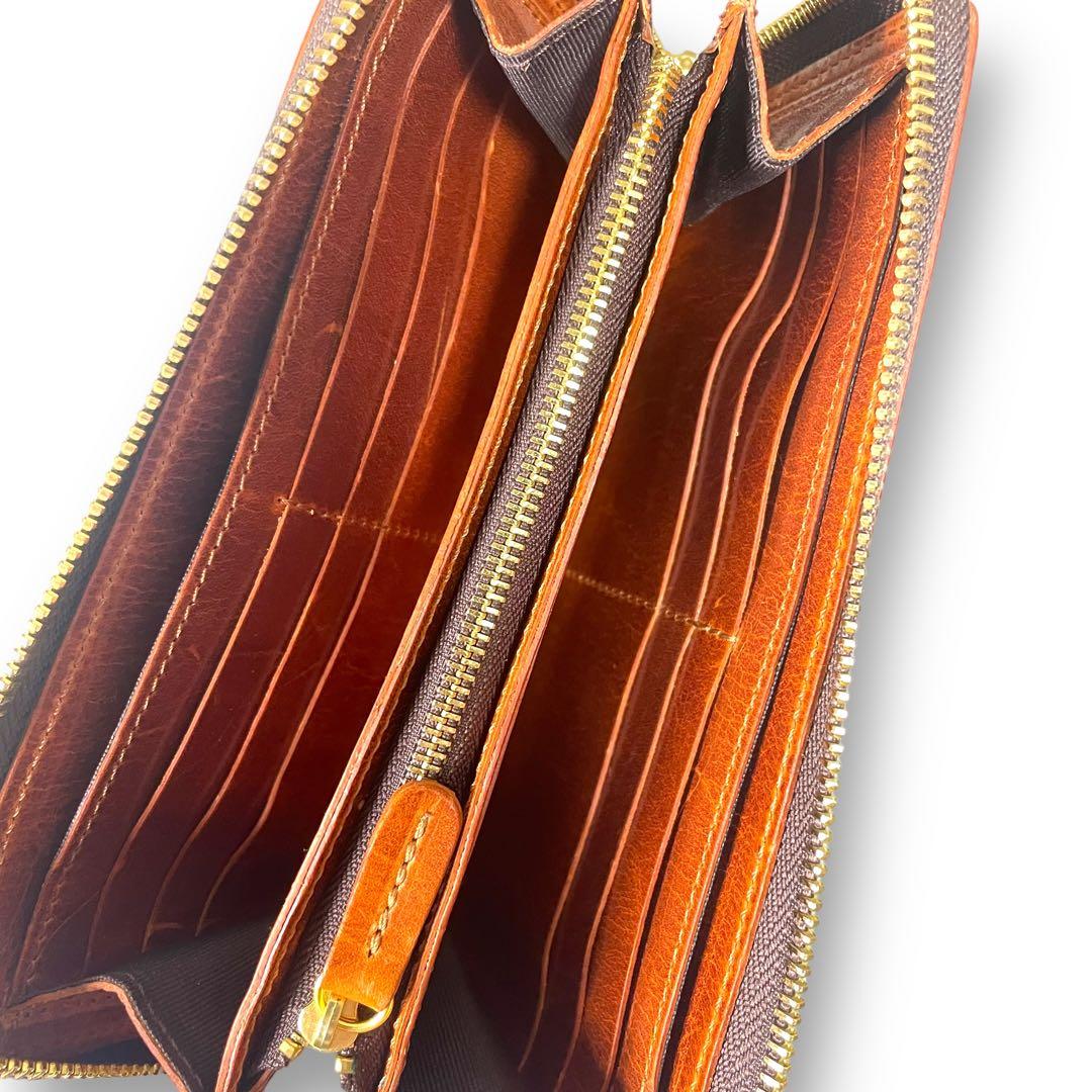 自慢できる長財布】 メンズ イタリアンレザー 匿名配送 ヌメ革 総革 本