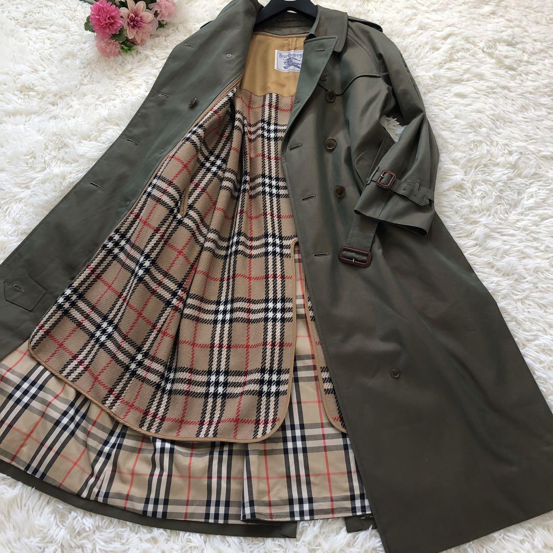 【極美品】バーバリーズ　トレンチコート　ライナー　カーキ　玉虫色　L