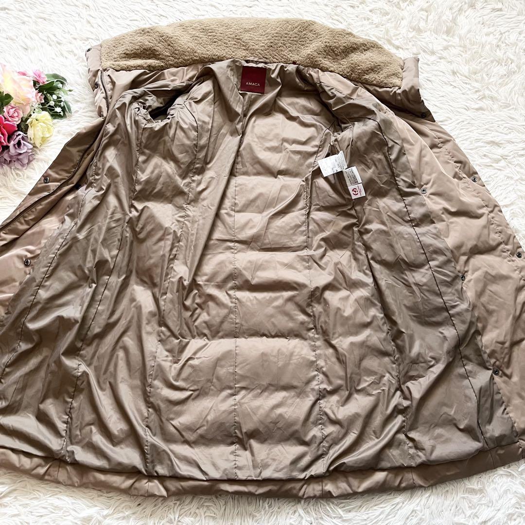 極美品】AMACA ボア ダウンコート Aライン ベージュ アマカ