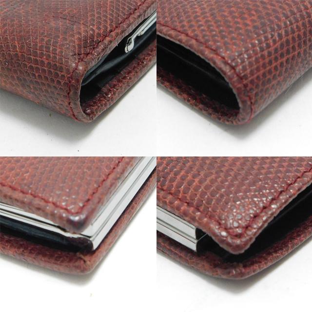 日本最級 Gucci グッチ Wホック長財布 リサード型押しレザー ボルドー系 小物