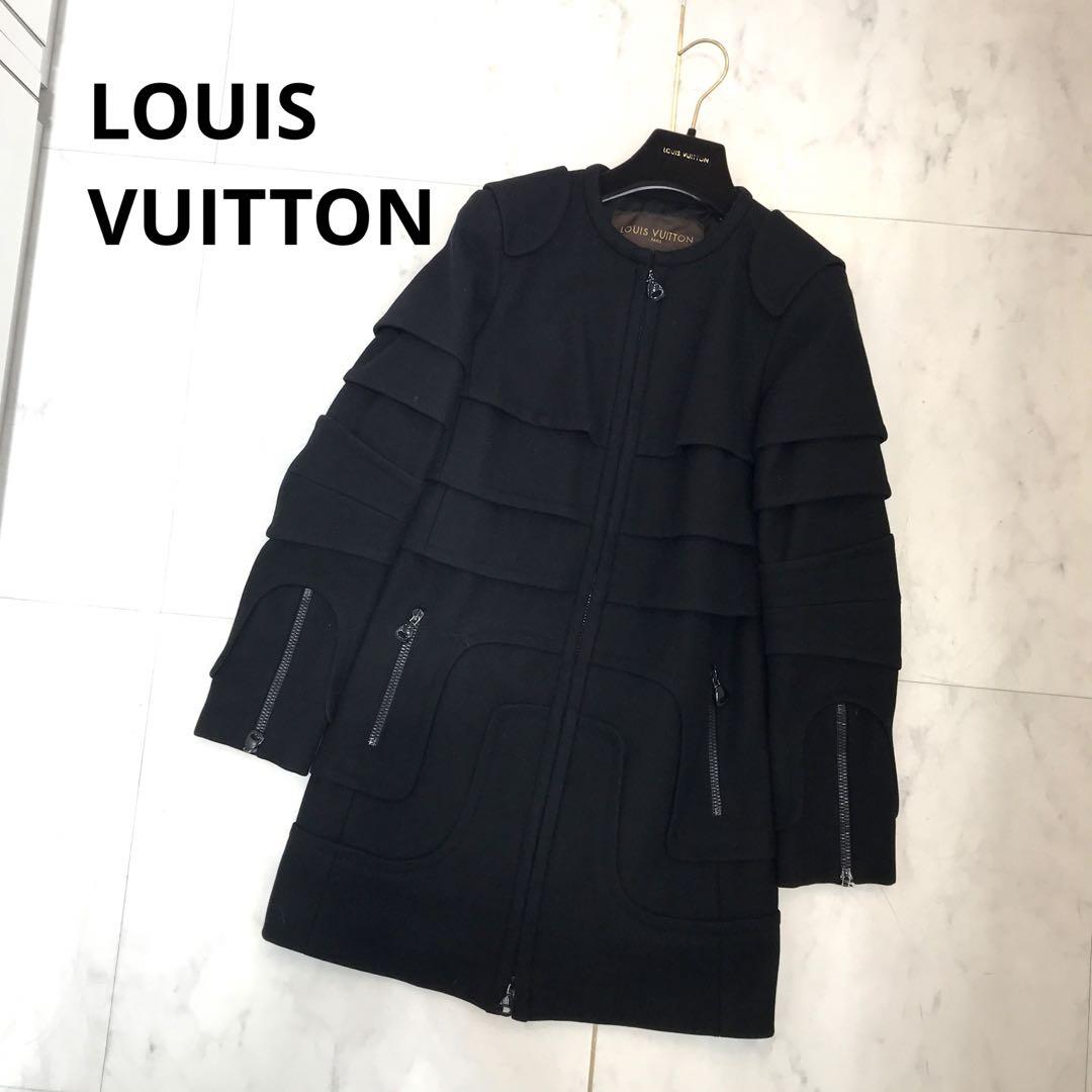 ★美品★LOUIS VUITTON デザイン コート　ウール　カシミア　黒　34
