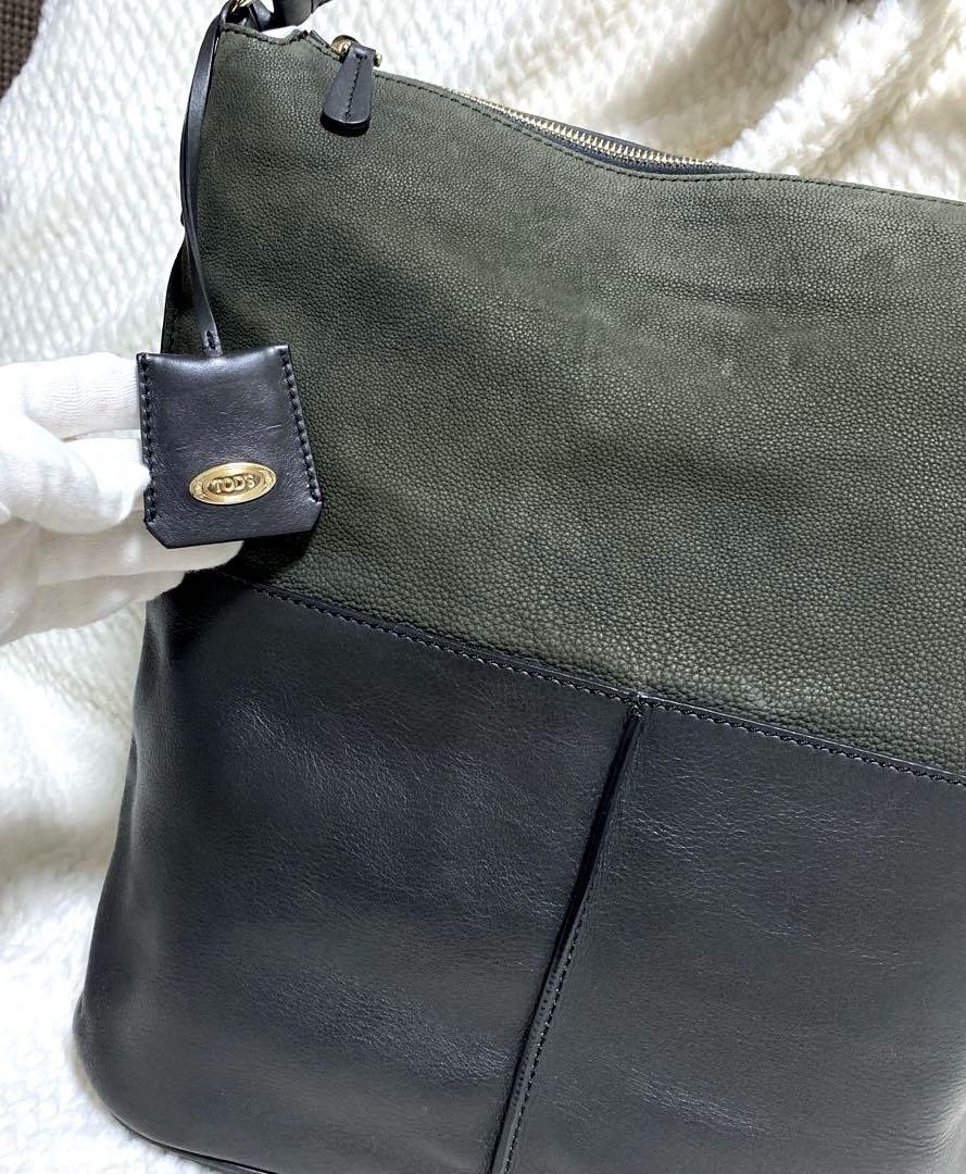 美品 TOD'S トッズ 本革 トートバッグ ワンショルダーバッグ A4 横ロゴ