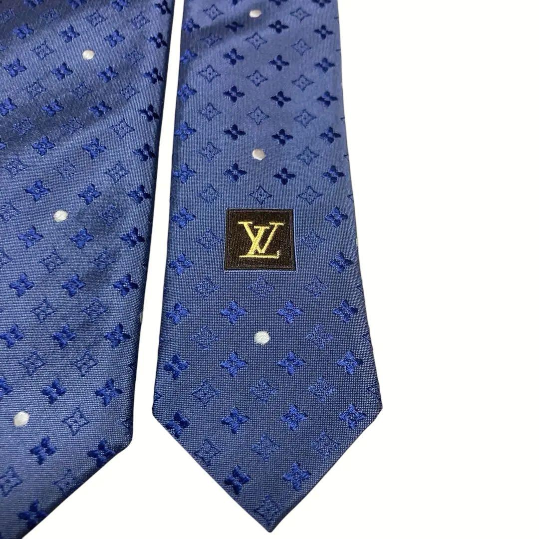 LOUIS VUITTON ルイヴィトン　ネクタイ　モノグラム　ドット　ブルー