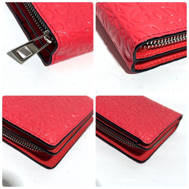 今日の超目玉】 ロエベ LOEWE 財布 レッド 赤 レザー PVC アナグラム ...