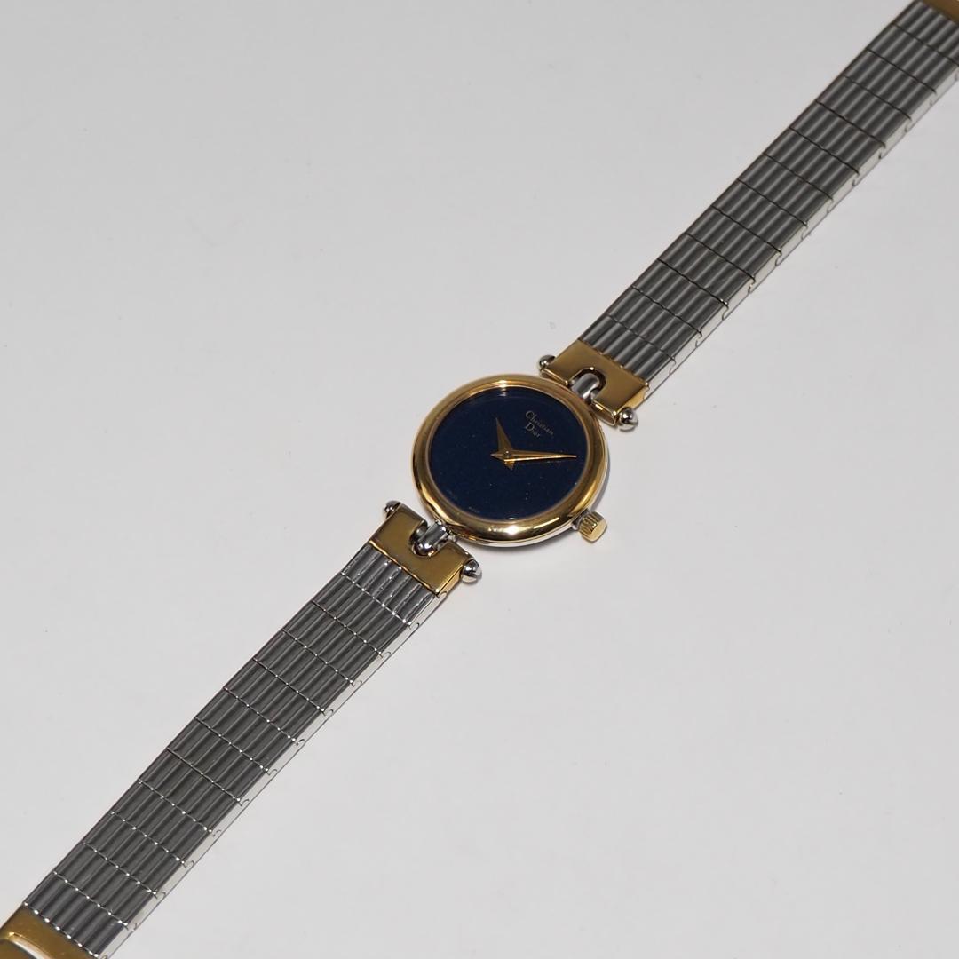 美品 ディオール DIOR ネイビーラメ文字盤 レディース 腕時計 F566