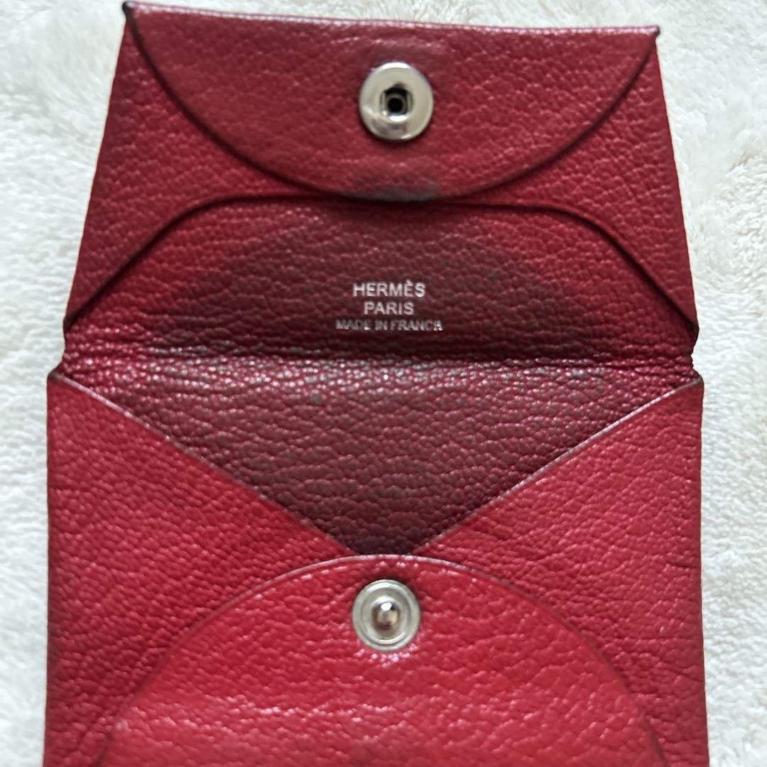 専用、HERMES 二つ折り財布 赤 レザー