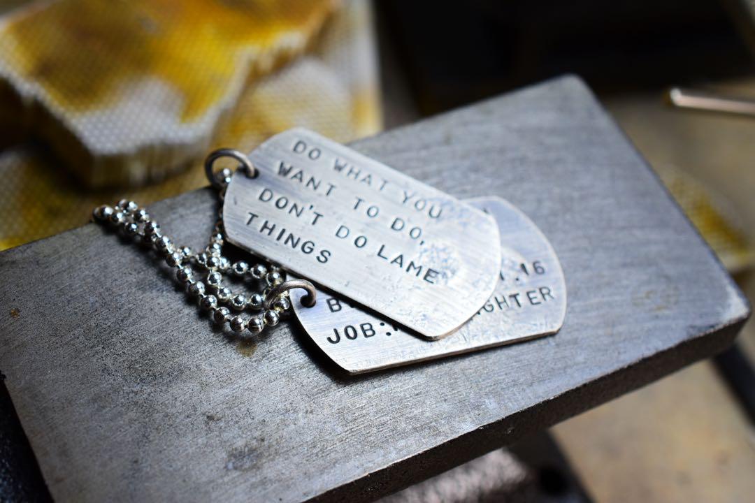 silver950 dog tag handmade
