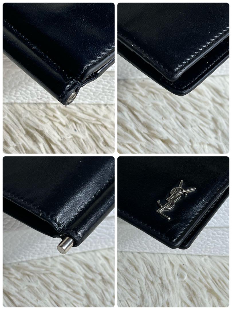 伝説の晩品✨SAINT LAURENT マネークリップ レザー 黒 ロゴ金具