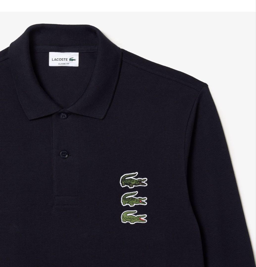 Lacoste ネイビー 長袖ポロシャツ M ラコステ LACOSTE オリジナルフィット 長袖 ポロシャツ