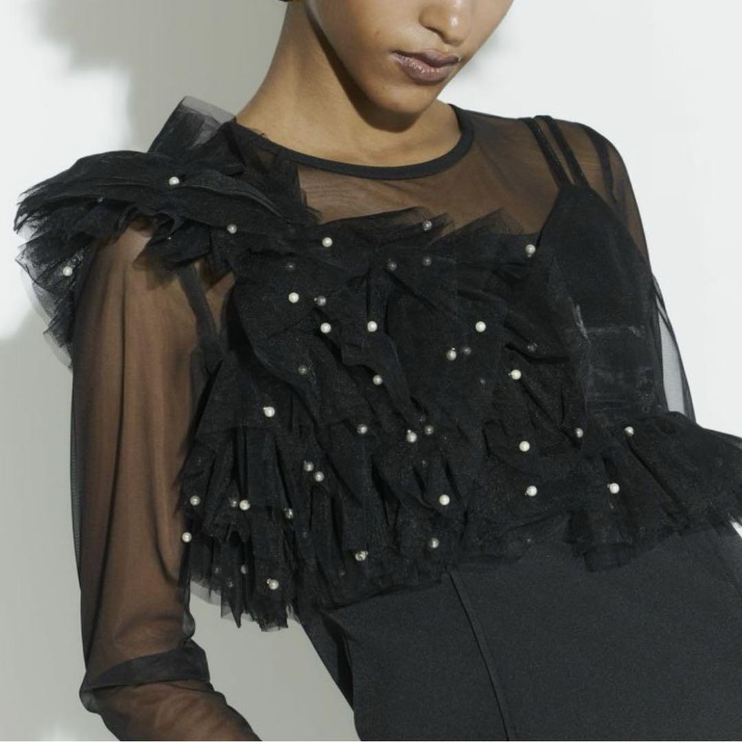 Andresパールビスチェドレスブラック pearl bustier dress