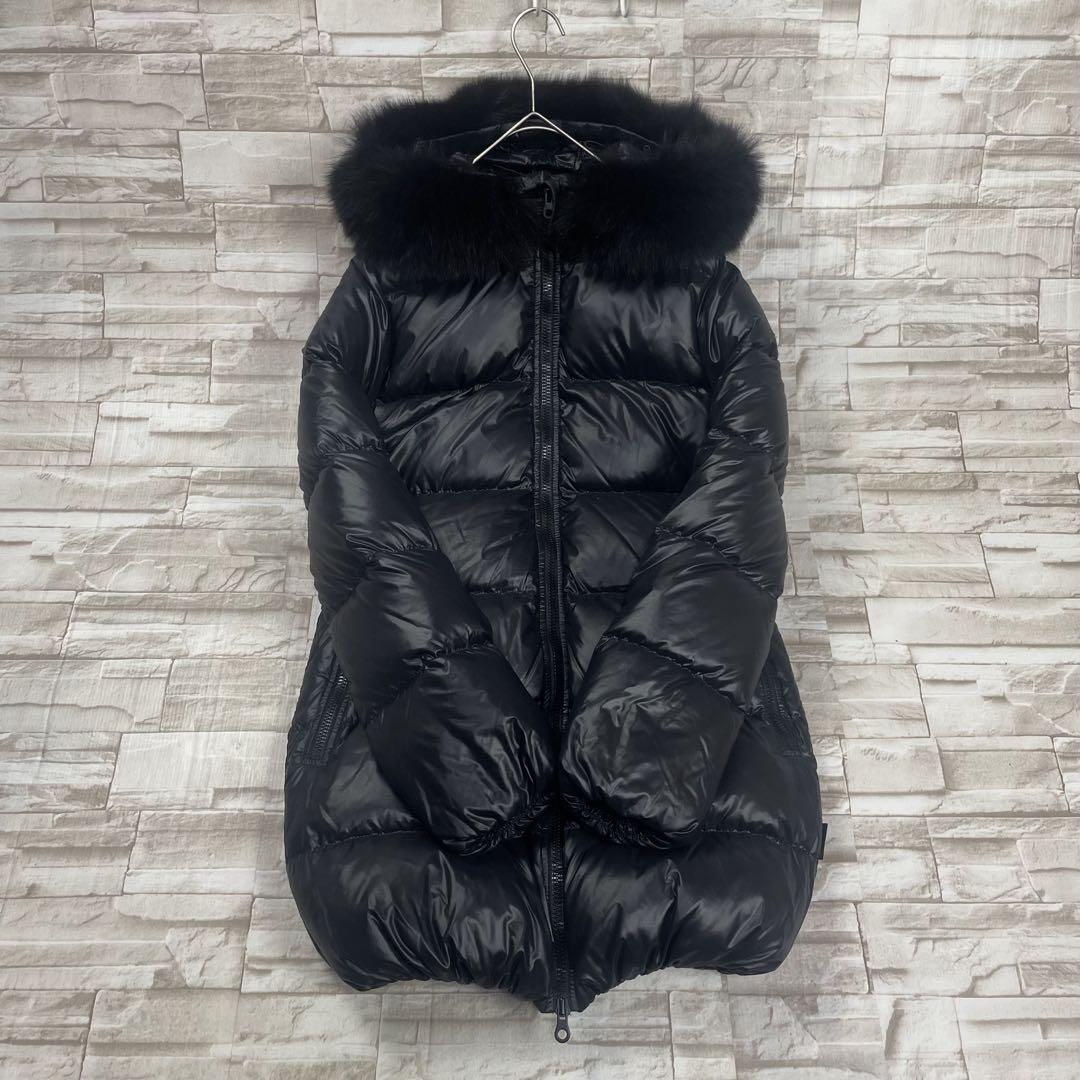 【美品・希少】DUVETICA★ダウンコート　フォックスファー　黒　38　ミドル