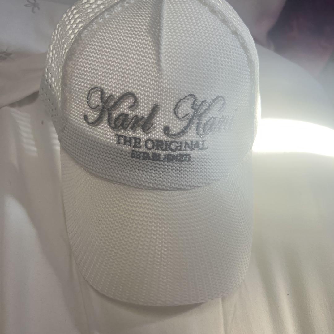 Karl Kani ホワイト ポリエステルニットサーモキャップ