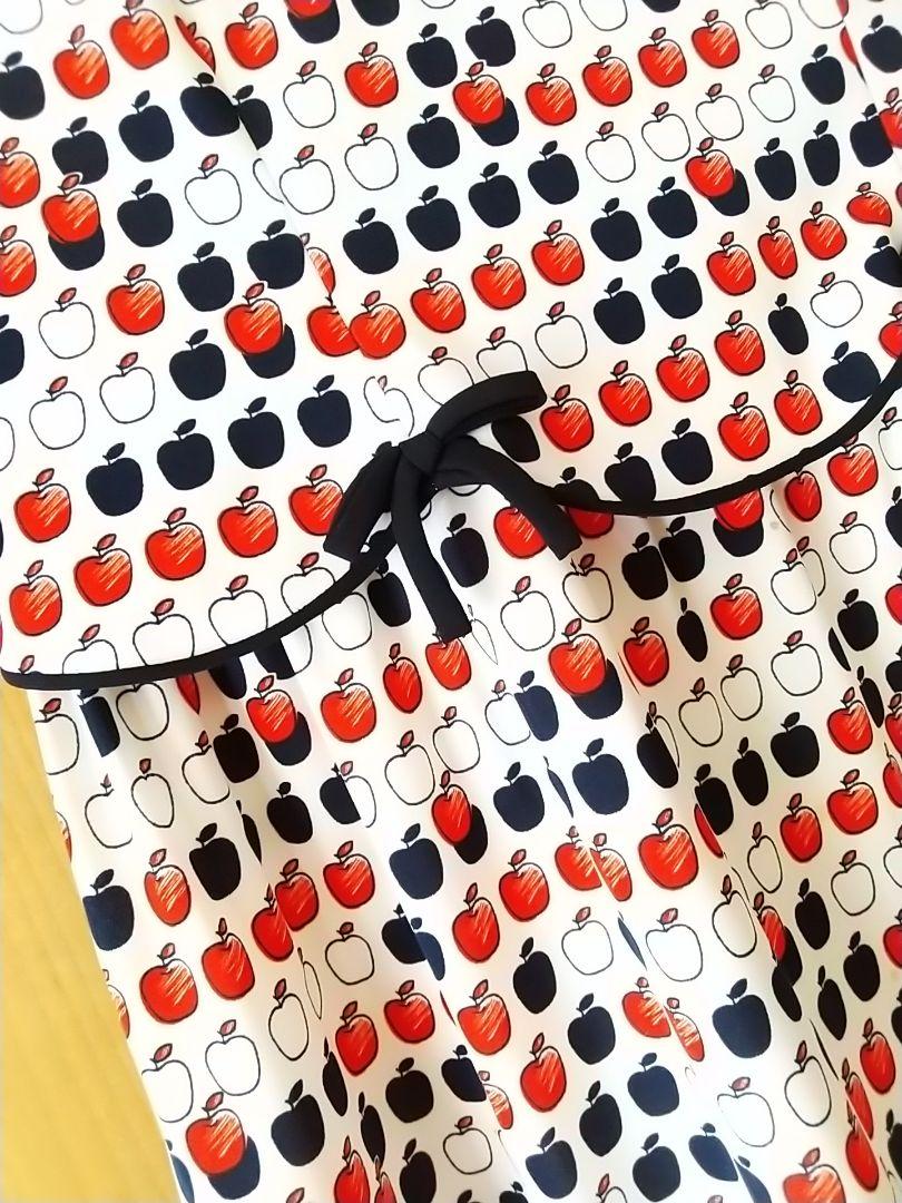美品♪M'sGRACY★爽やかスカラップ切替ワンピースエムズグレイシーりんご柄