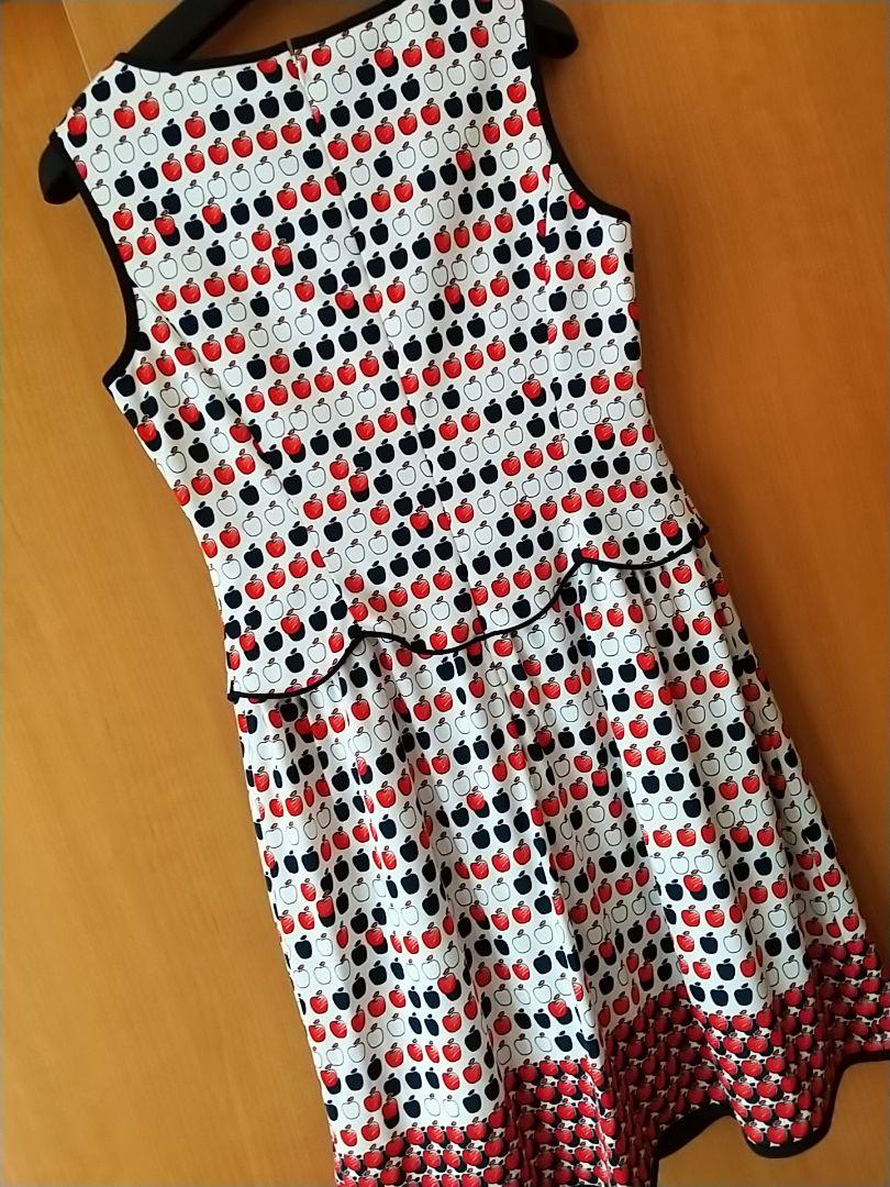 美品♪M'sGRACY★爽やかスカラップ切替ワンピースエムズグレイシーりんご柄