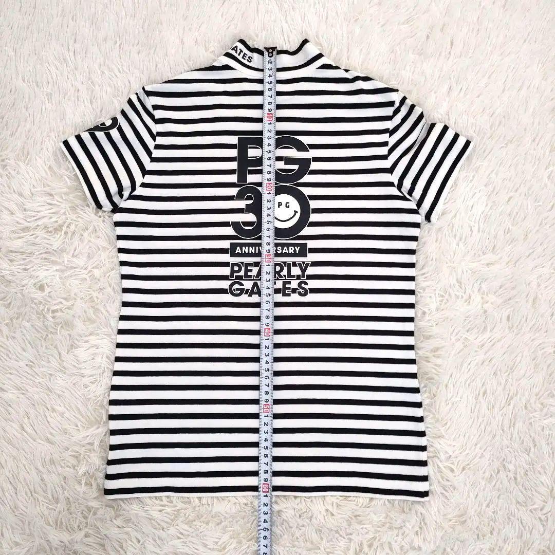 PEARLY GATES レディース M モックネック ストライプシャツ