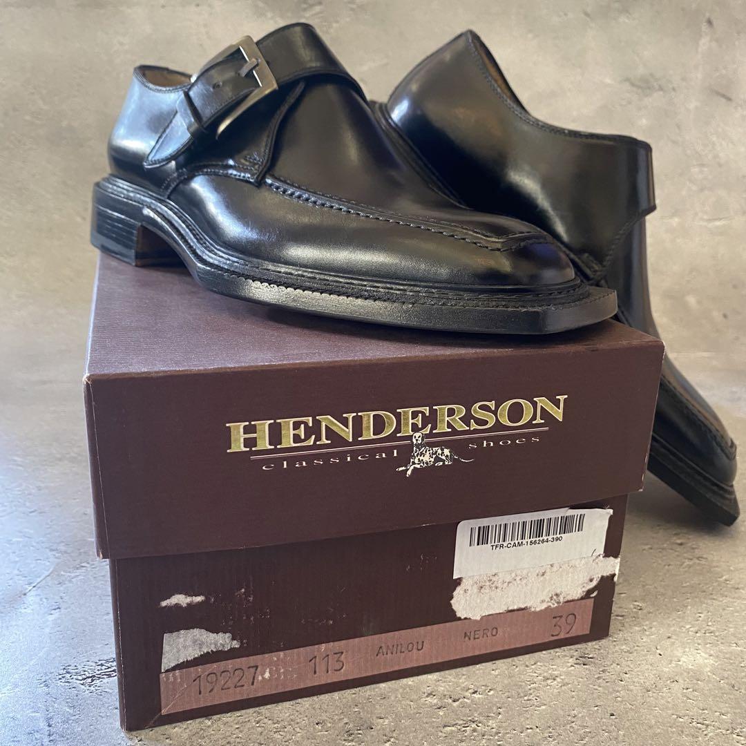 新品 henderson ヘンダーソン シングルモンク 革靴 スクエアトゥ