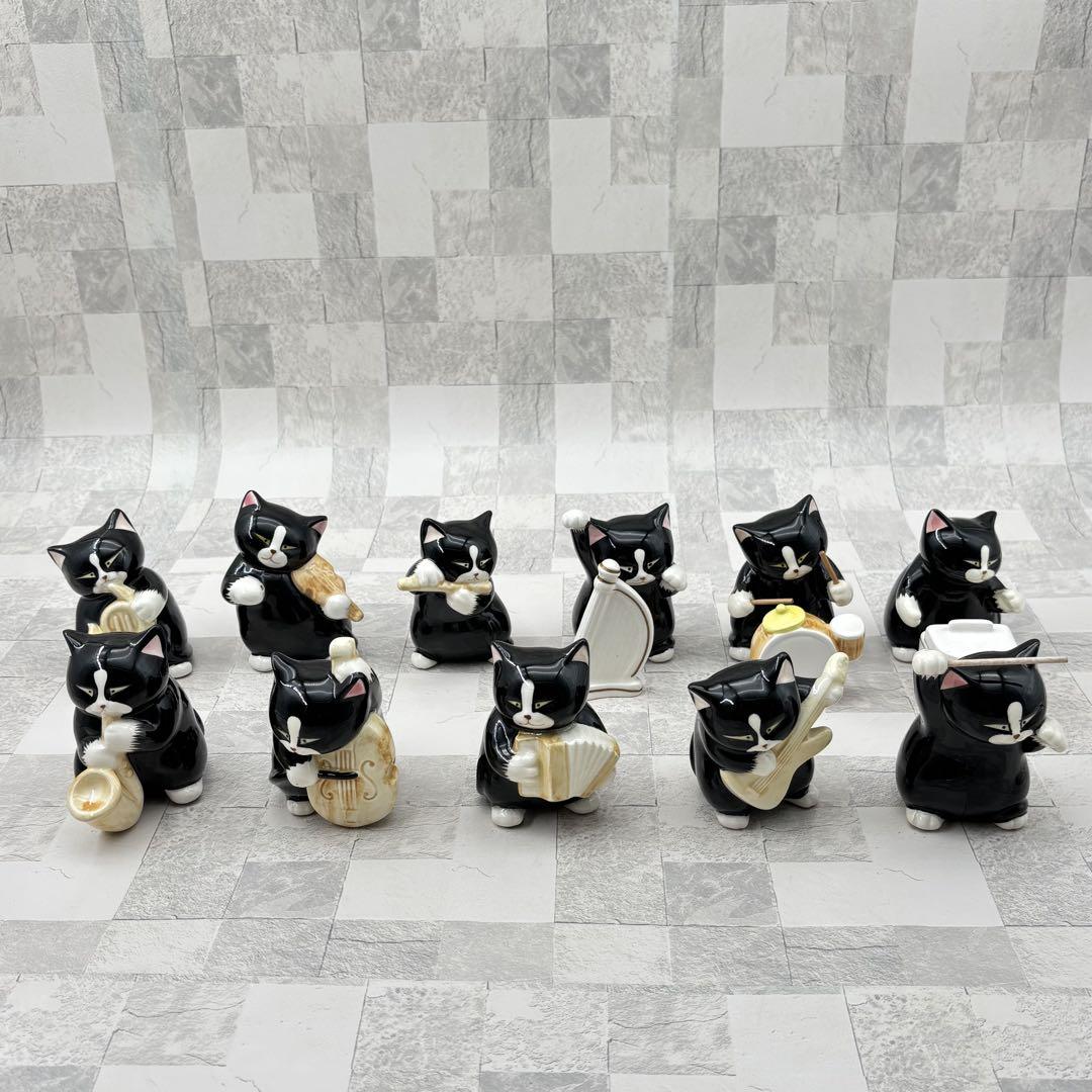 セブンコーポレーション　黒猫楽団　オーケストラ　瀬戸焼　11体フルセット