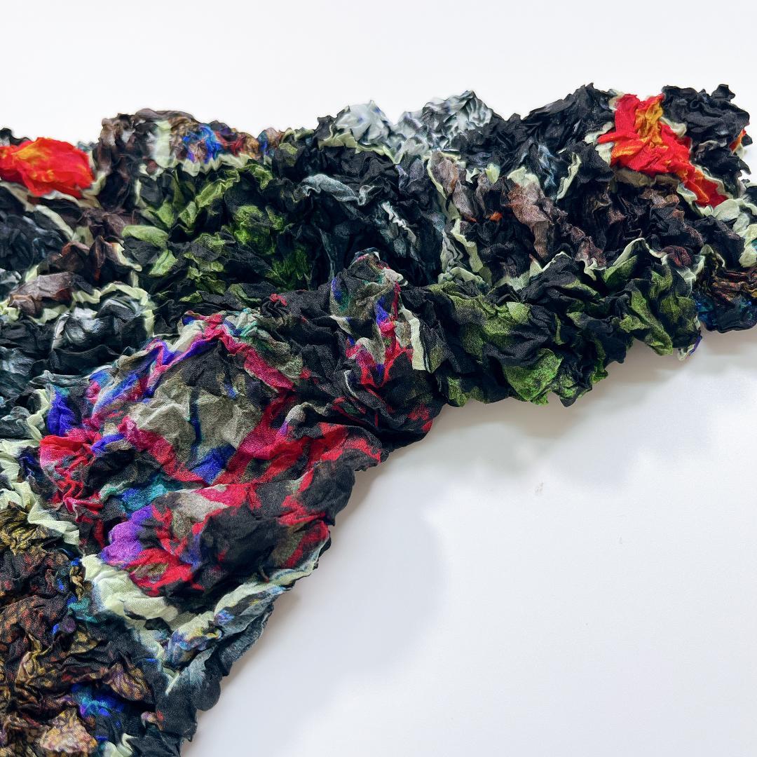 ISSEY MIYAKE FETE 半袖 カットソー 総柄 シワ プリーツ M