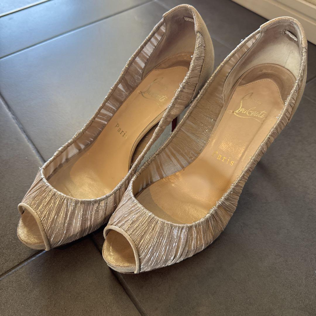 Christian Louboutin グリッター オープントゥ ハイヒール Christian Louboutin - セールー！【クリスチャンルブタン