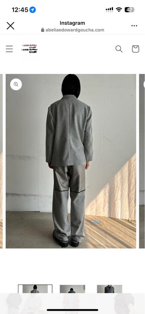 ABELIA EDOWARD GOUCHA グレー ノータックスラックス 後切替S