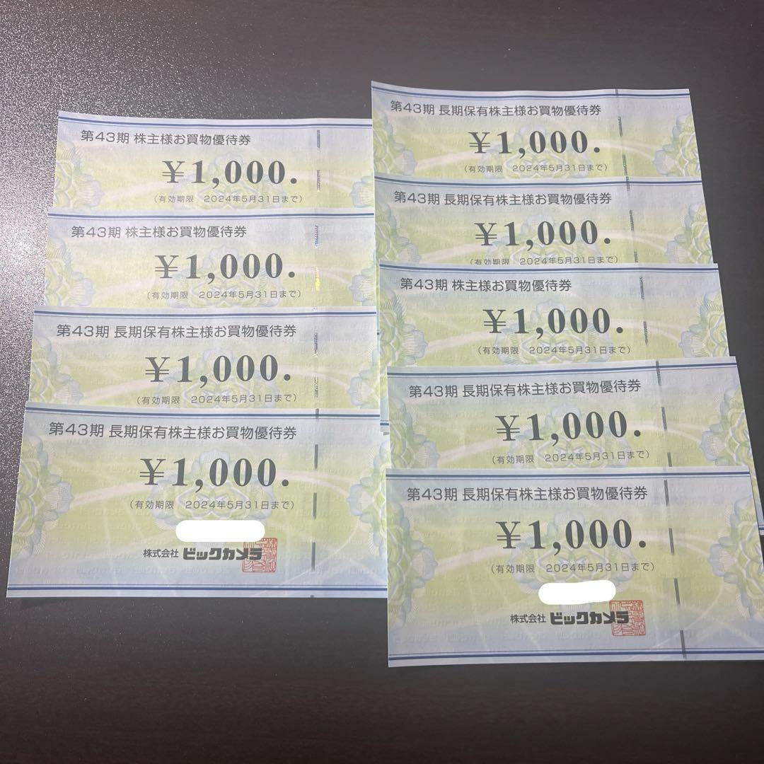 ビックカメラ 株主優待券 9000円