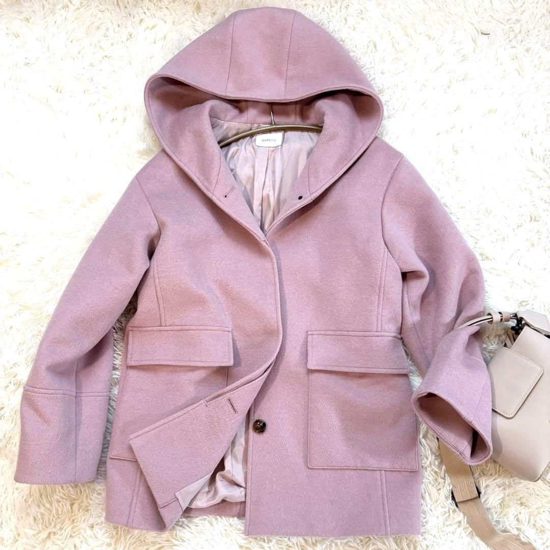 SHIPS any 40 L フードコート ピンク アンゴラ シップスL SHIPS any